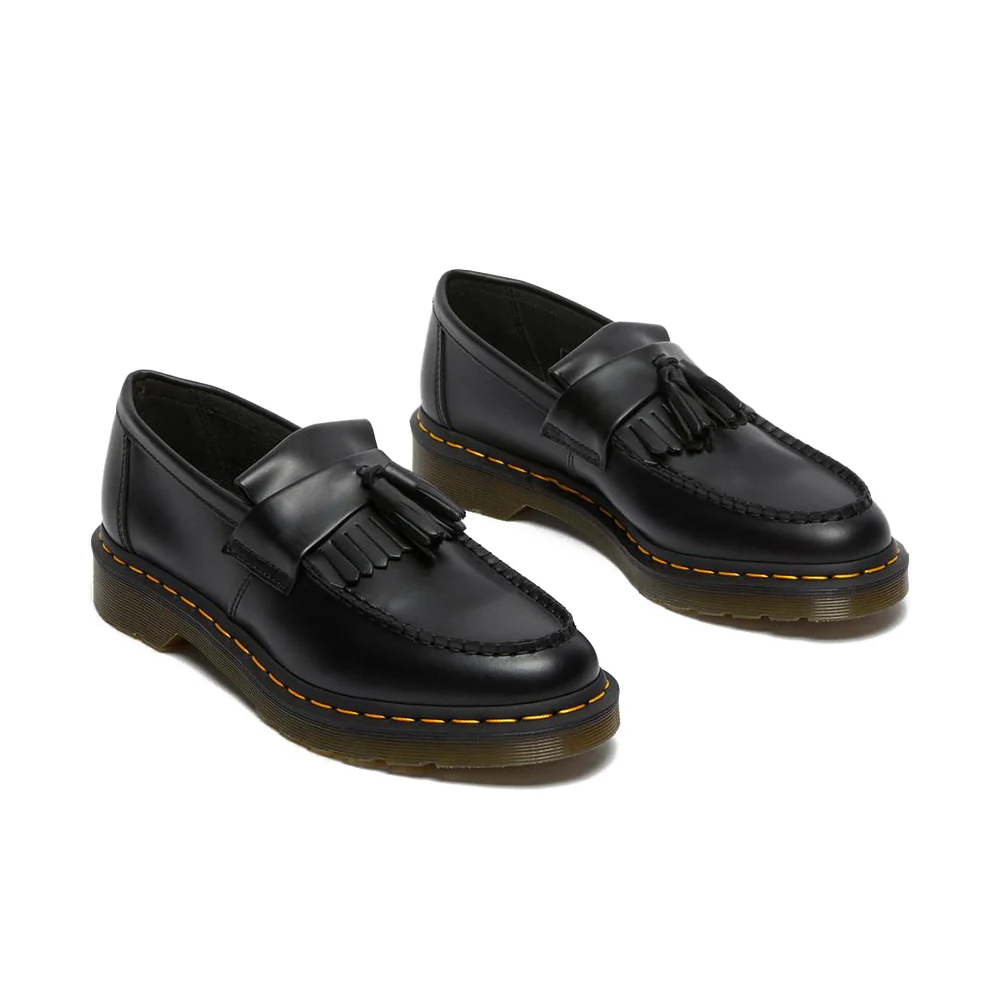 Adrian Yellow Stitch Leather Tassel Loafers 'Black' - Image 3
