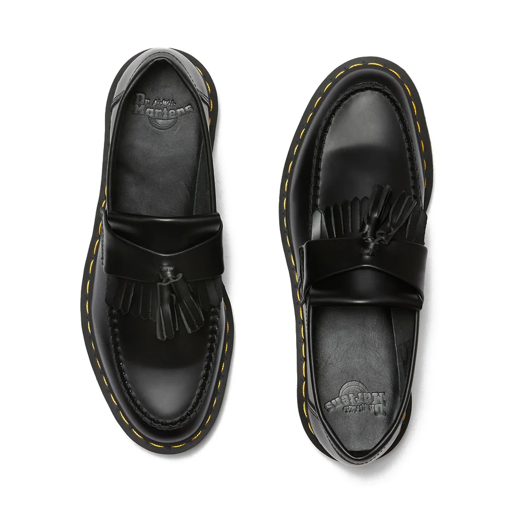 Adrian Yellow Stitch Leather Tassel Loafers 'Black' - Image 5