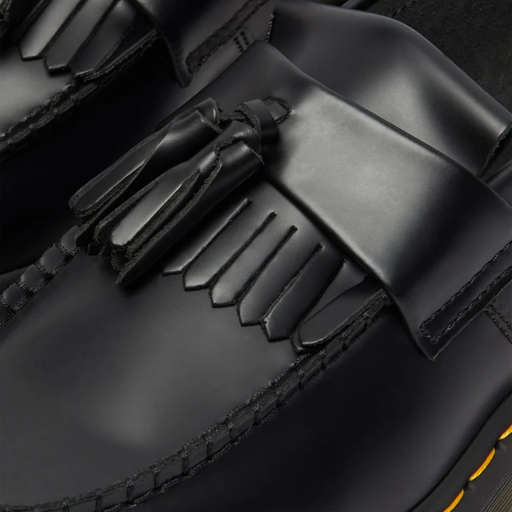 Adrian Yellow Stitch Leather Tassel Loafers 'Black' - Image 7