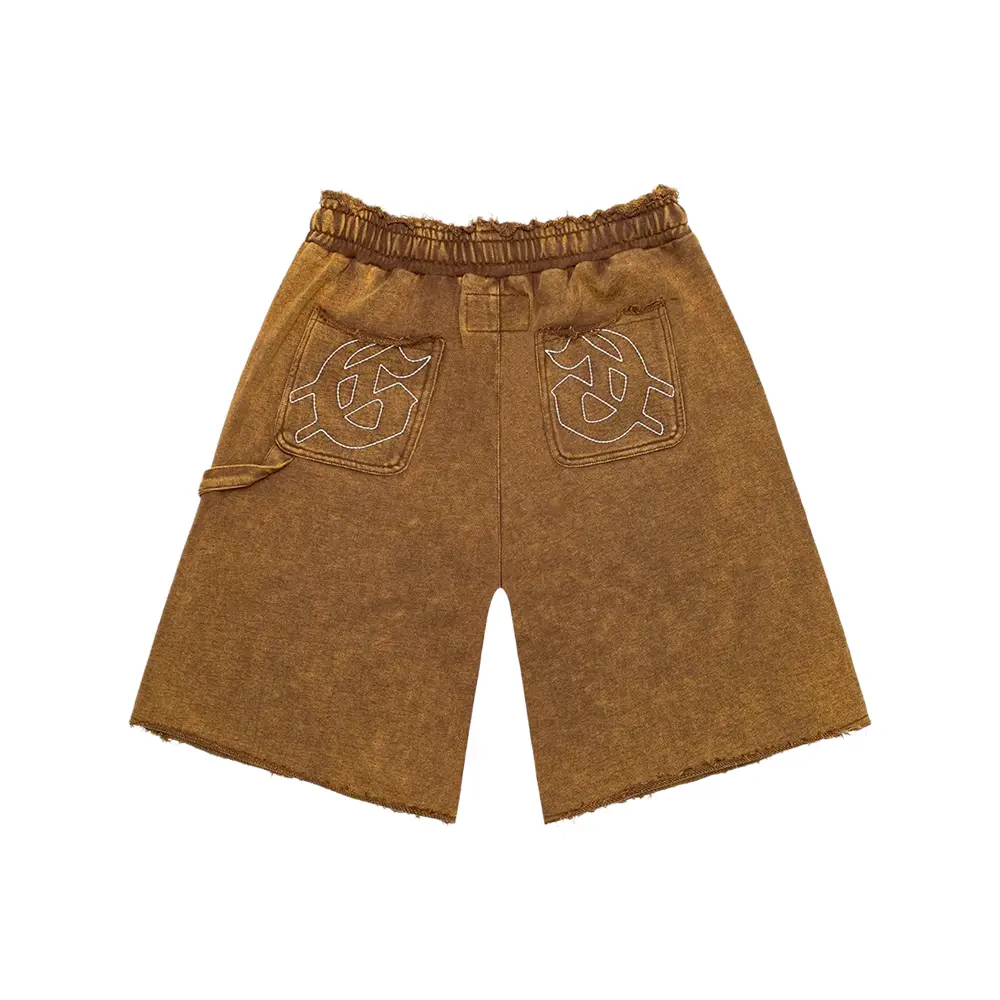Carpenter Distressed Shorts 'Muddy Brown Wash' - Image 2