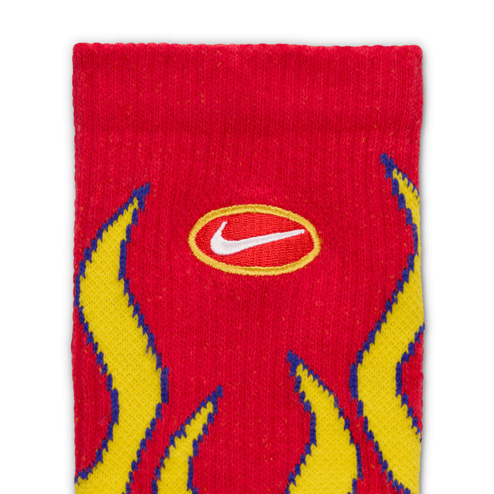 Everyday Plus Cushioned Crew Socks (1 Pair) 'Red Yellow Flames' - Image 3