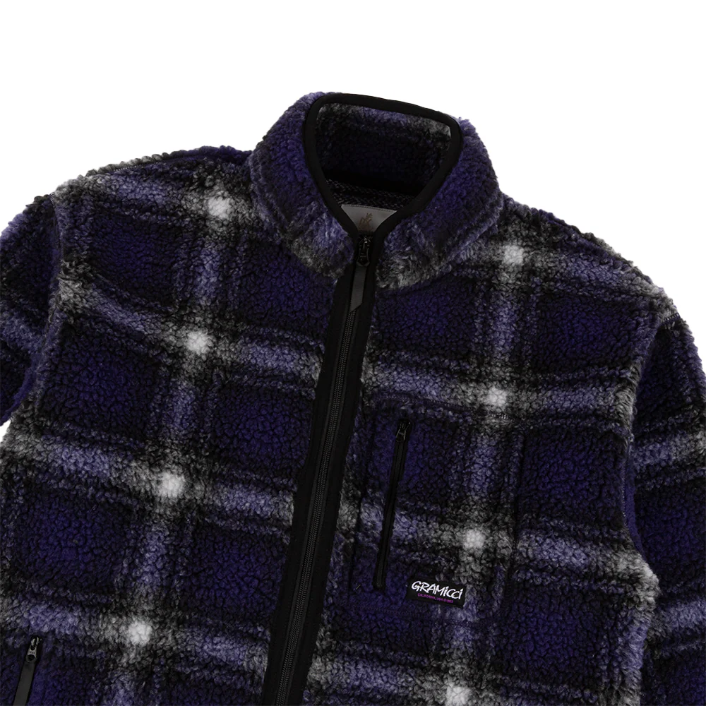 Knit Shadow Plaid Sherpa Jacket - Image 3