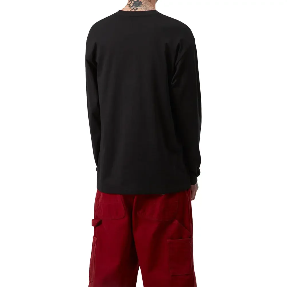 Long Sleeve Pocket Heart T-Shirt 'Black Red' - Image 4