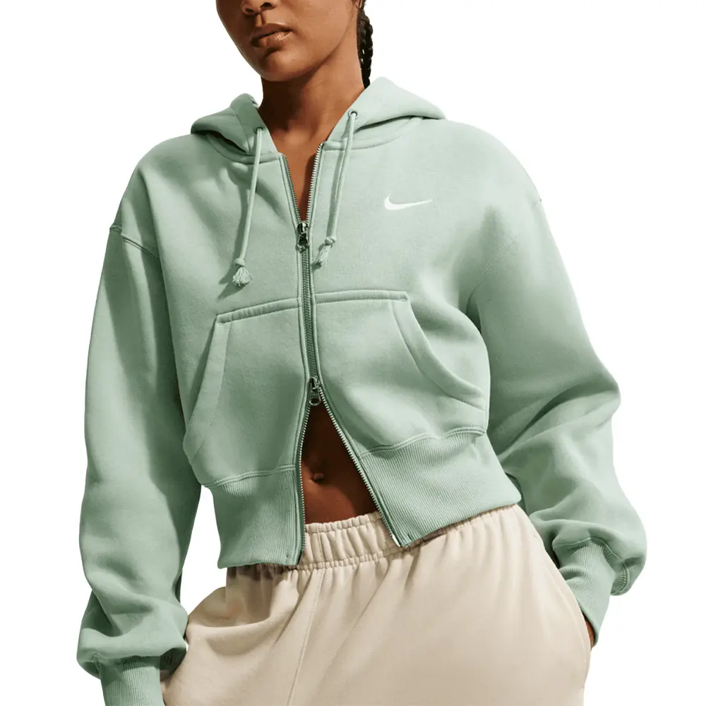 W NSW Phoenix Fleece Loose FZ Cropped Hoodie 'Steam Sail' - Image 5