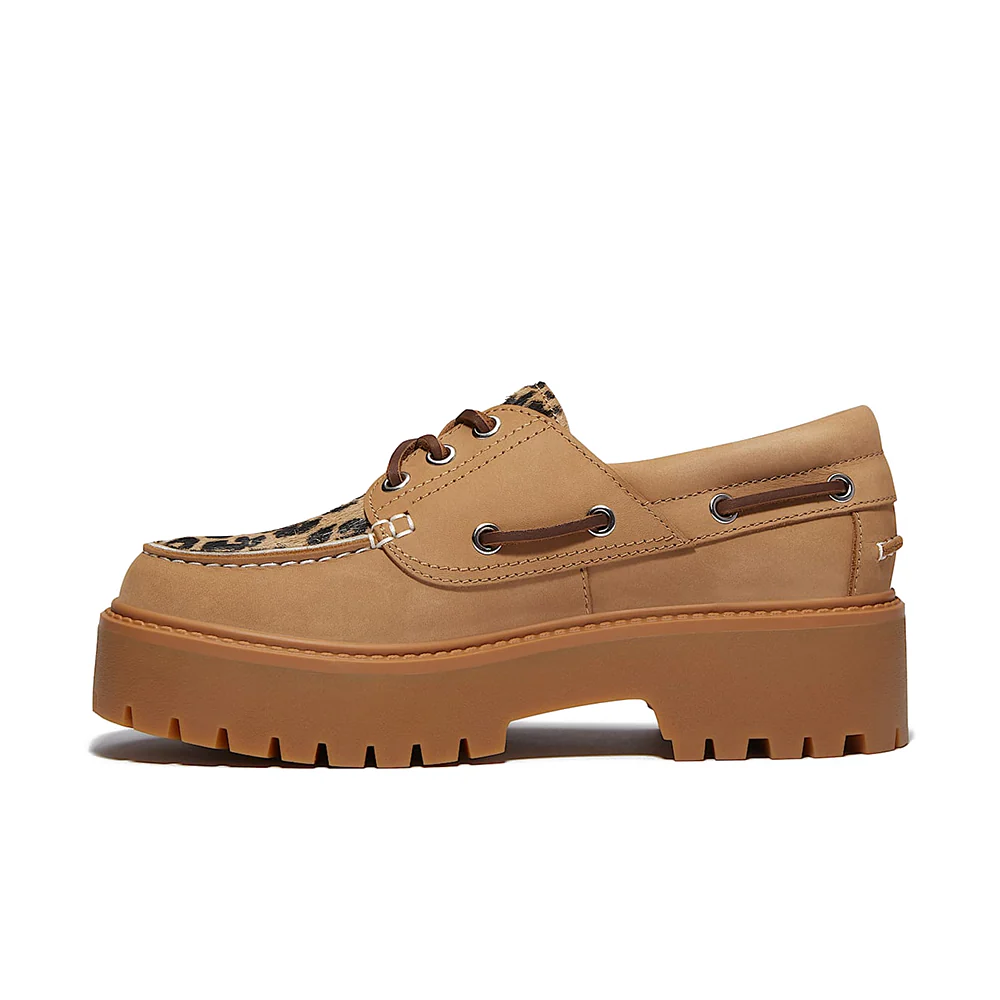 W Stone Street Platform Boat Shoe 'Leopard Print Beige Nubuck' - Image 3